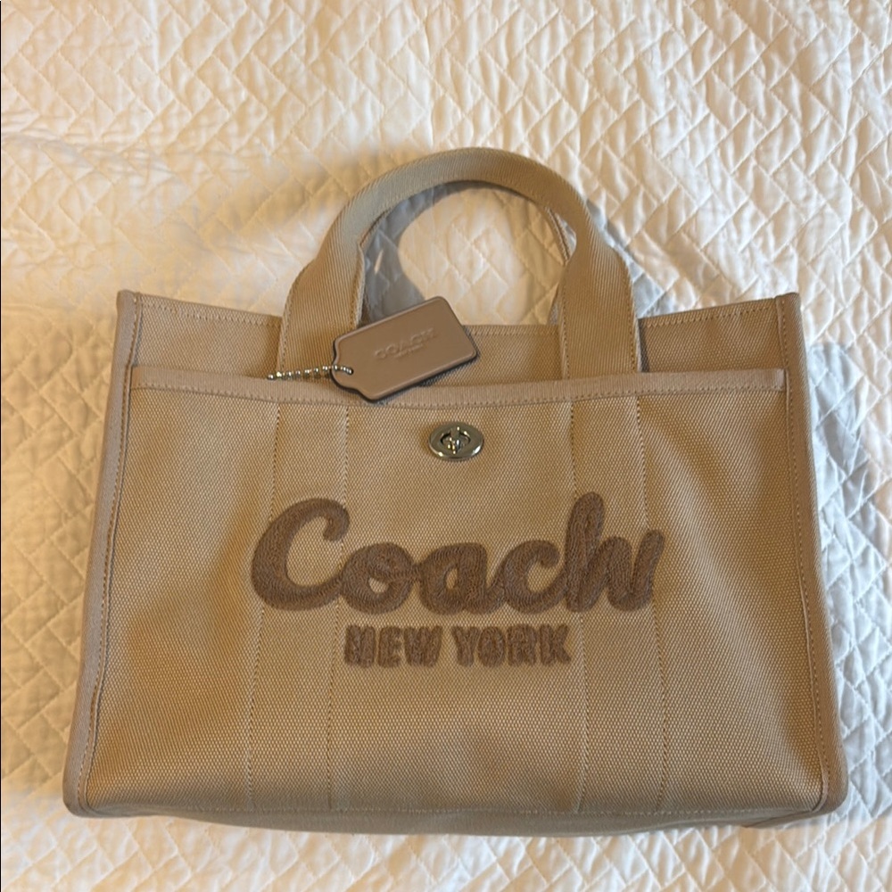 Coach Tan Tote Bag with Classic Design and Structured Shape